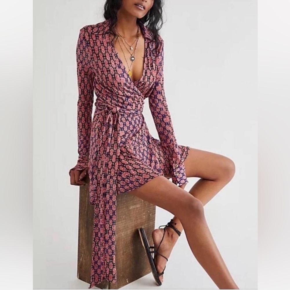 Free People Rhetta Wrap Mini Dress